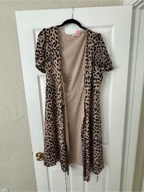 Alice + Olivia Beige and Black Leopard Mini Dress